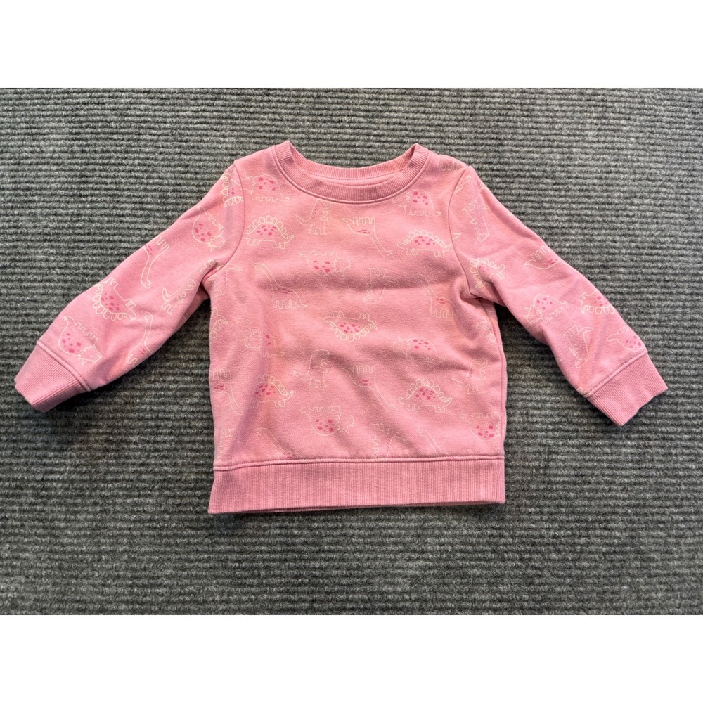 Cat & Jack Pink Dinosaur Print Pullover Sweatshirt Cozy Toddler Girls Size 18M
